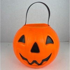 Vintage 1980 Carolina Enterprise Halloween Blow Mold Pumpkin JOL Bucket 6"